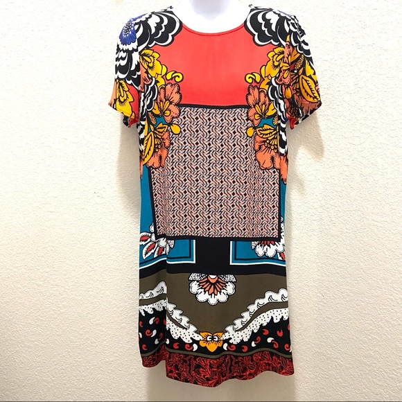 Express Dresses & Skirts - Express Colorful Floral Geometric Print Short Sleeve Dress- Size Small
